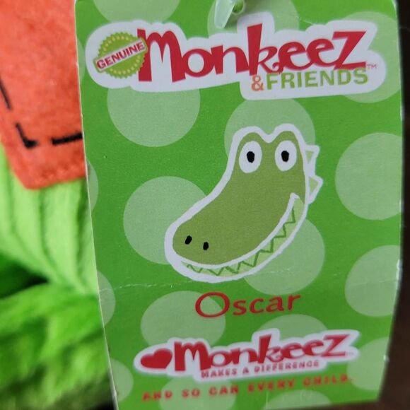 7" Sitting Oscar Alligator Monkeez & Friends Stuffed Animal with tag - Picture 2 of 7